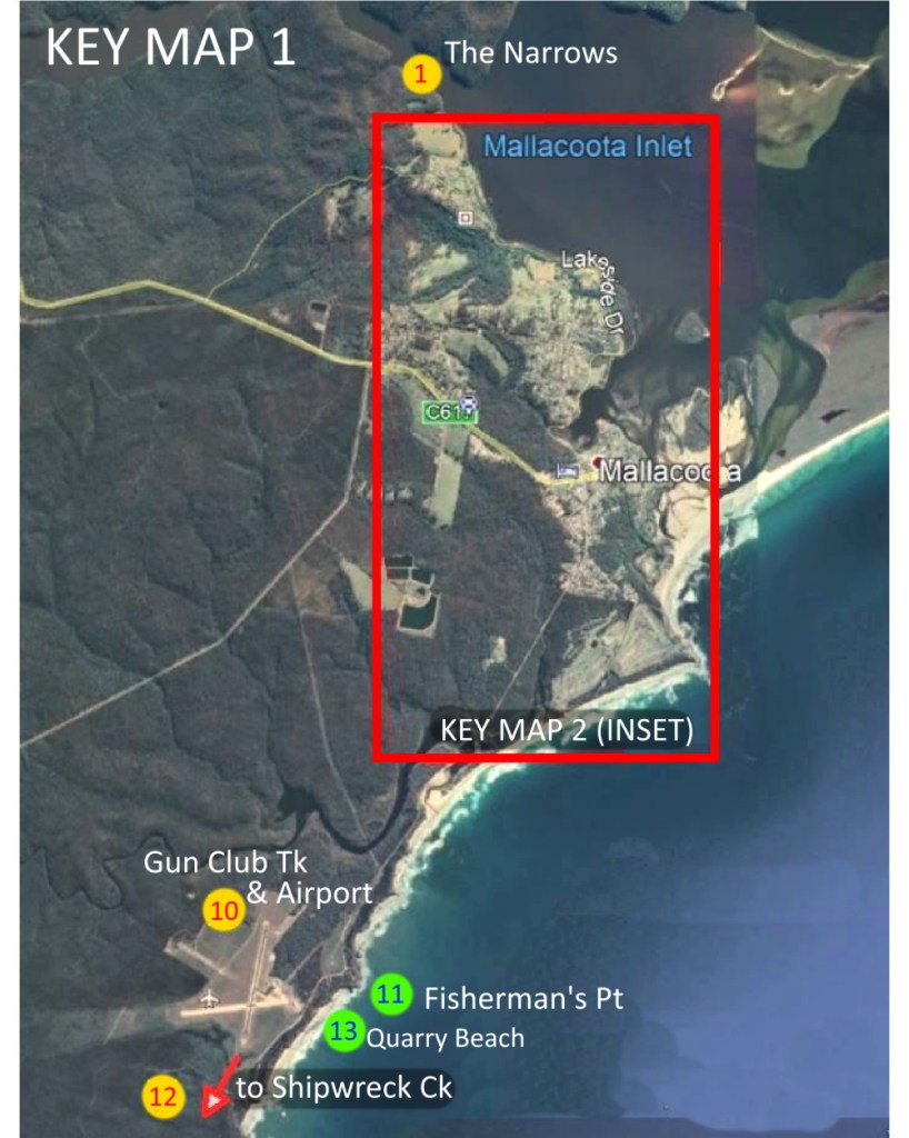 Key Map 1 Mallacoota area bird walks
